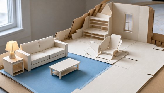 Board: the room mid-unfold
